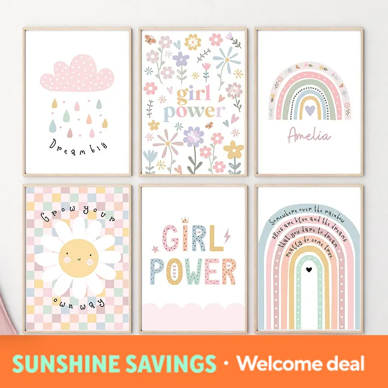 Baby Nursery Room - Sun Flower Rainbow Cloud Heart Nursery