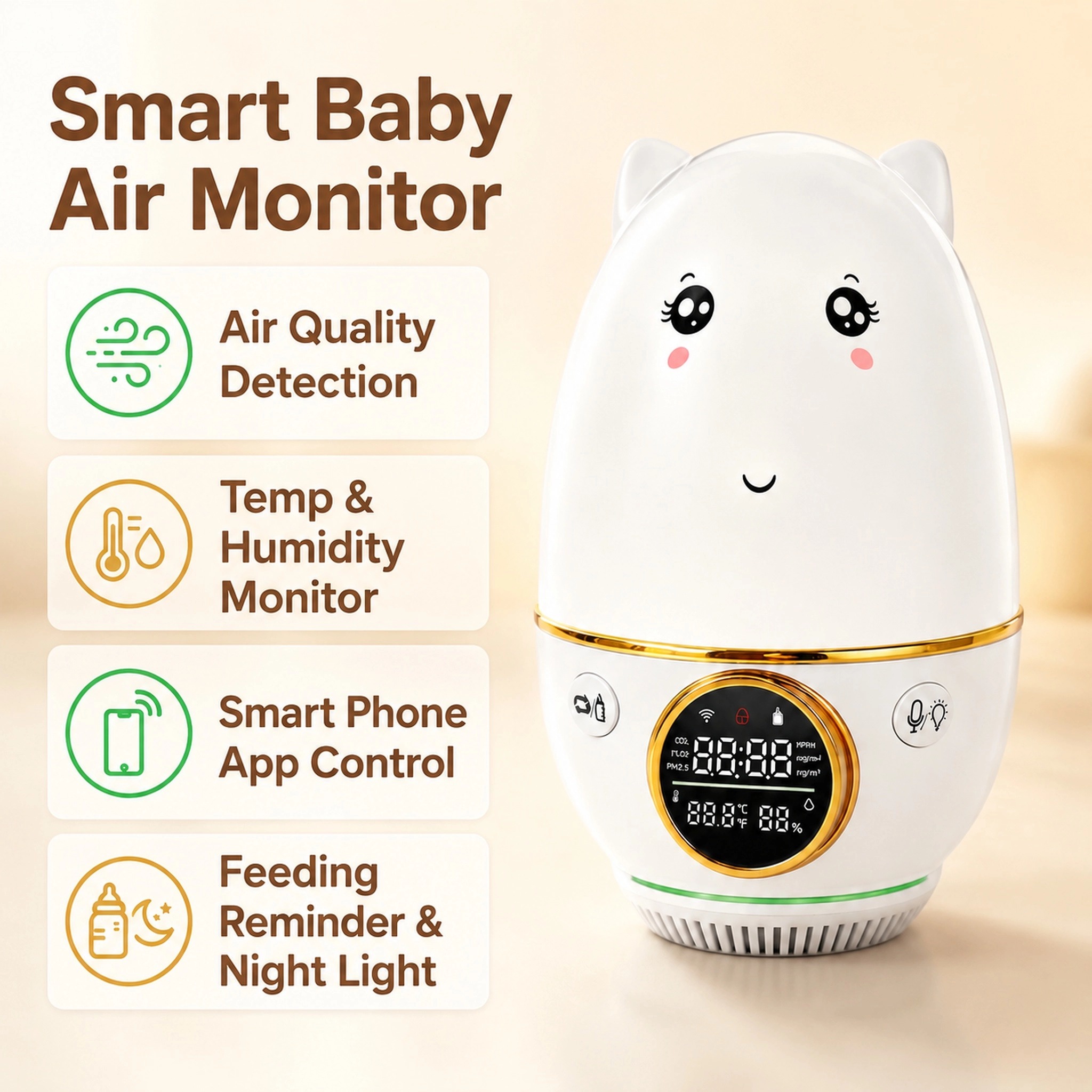 HoldPeak Baby Monitor CO₂±50pp - Baby Nursery And Co 评论和价格