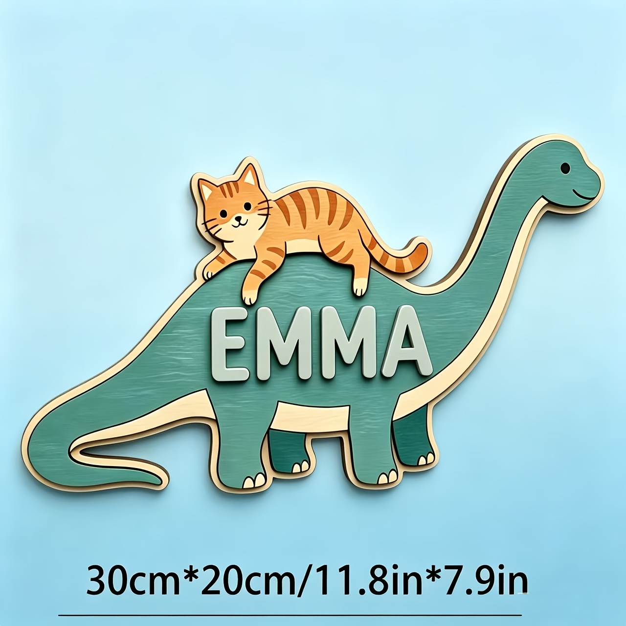 Personalized Cat Riding Dinosa - Baby Nursery Room 评论和价格